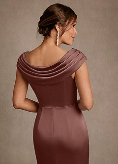 Azazie Irvine Kleider für die Brautmutter A-Linie Plissee Stretch-Satin Kleid Espresso image6