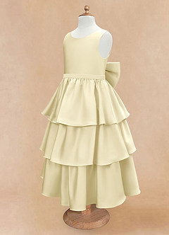 Azazie Margie Abiti da Ragazza di Fiori Abito A-Line in Raso Elasticizzato Fiocco Sorbetto Al Limone image6