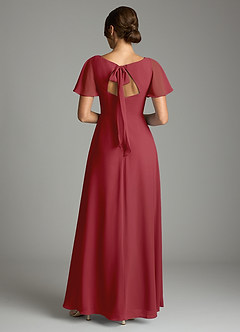 Azazie Kimber Vestidos de damas de honor Vestido de Granada de Gasa de Corte en A con Manga volante image3