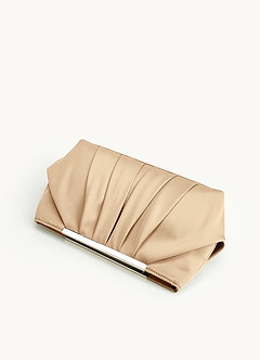 front Matchende farve stretch satin sandaler med chunky hæl og plisseret clutch sæt