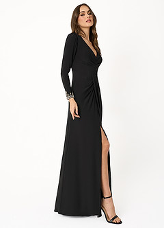 Estie Black Embellished Sleeves Maxi Dress image5