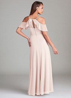 Azazie Dakota Bridesmaid Dresses Rose Petal A-Line Off the Shoulder Mesh Dress image4