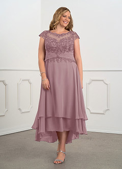 Azazie Shonda Mother of the Bride Dresses Dusty Rose Lace Chiffon Dress image8