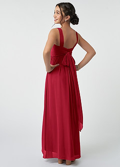 Azazie Kora Junior Scarlet A-Line Pleated Chiffon Dress image4