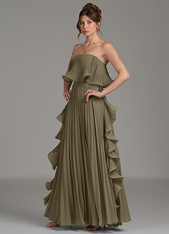 Azazie Alexia Bridesmaid Dresses Willow Green A-Line Ruched Chiffon Dress image3