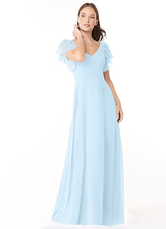 Azazie Syenna Bridesmaid Dresses Sky Blue A-Line Ruched Chiffon Dress image1