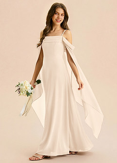 Azazie Moana Junior Linia A Pofałdowany Szyfon Długość podłogi Młodsza druhna Sukienka image2