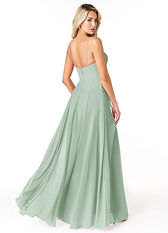 Azazie Emerald Bridesmaid Dresses Agave A-Line Ruffled Chiffon Dress image3