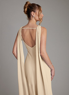 Azazie Essence Bridesmaid Dresses Champagne Sheath Chiffon Dress image7
