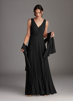 Azazie Kris Mother of the Bride Dresses Black A-Line Sequins Chiffon Dress image2