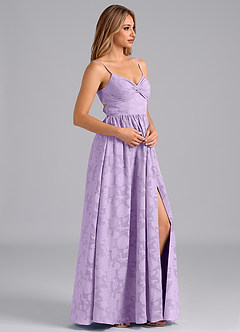 Azazie Zeya Bridesmaid Dresses Lilac A-Line Bow Floral Burnout Dress image5
