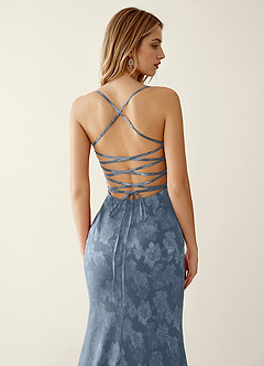 Serapheagn Dusty Blue Embossed Clipped Jacquard Prom Dress image6