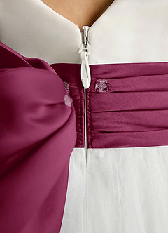 Azazie Sosie Jurken voor bloemenmeisjes A-Lijn Jurk van Tule Geplooid Ivoor Moerbei image5