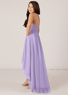 Azazie Sarafina Junior A-Linie Spitze Chiffon Kleid Flieder image5