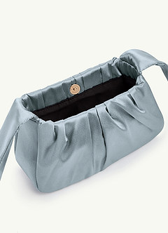 front Matching Color Metallic Satin Knotted Handle Handbag