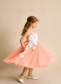 Azazie Dovey Flower Girl Dresses Sunset Ball-Gown Bow Tulle Dress image5