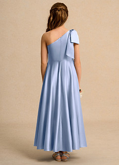 Azazie Guppy Junior Formal vestidos de niña de las flores Vestido de Hielo de Satin Mate de Corte En A con Hombro unilateral image2