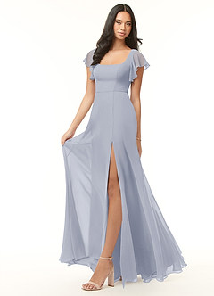 Azazie Bondi Bridesmaid Dresses Dusty Lavender A-Line Ruffled Chiffon Dress image4