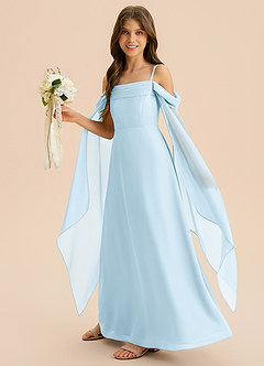 Azazie Moana Junior Klä av A-Line i Chiffong Plisserad image5