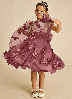 Azazie Sprout Robe Demoiselle D'honneur Fillette Robe Trapèze en Tulle Arc Améthyste image3
