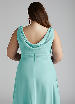 Azazie Karina Bridesmaid Dresses Aqua A-Line Pleated Chiffon Dress image7