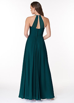Azazie Ginger Bridesmaid Dresses Pine A-Line Halter Pleated Chiffon Dress image2