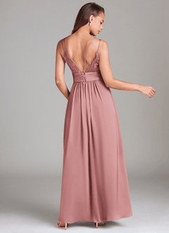 Azazie Maren Allure Bridesmaid Dresses Dusty Rose A-Line Lace Stretch Satin Dress image5