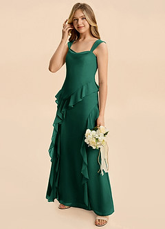 Azazie Sloane Junior Emerald A-Line Sweetheart Neckline Chiffon Dress image4