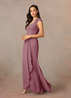 Azazie Birdie Mother of the Bride Dresses Vintage Mauve A-Line Queen Anne Sequins Chiffon Dress image3