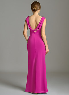 Azazie Kieryn Bridesmaid Dresses Fuchsia Mermaid Pleated Chiffon Dress image2
