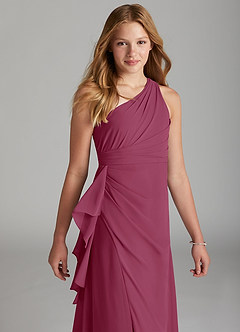 Azazie Maive Junior Mulberry A-Line Pleated Chiffon Dress image4