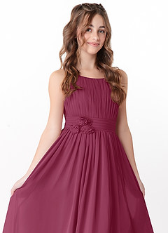 Azazie Astrid Junior Mulberry A-Line Floral Chiffon Dress image1