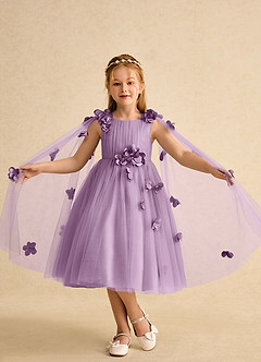Azazie Staria Flower Girl Dresses Wisteria Ball-Gown Ruched Tulle Dress image4