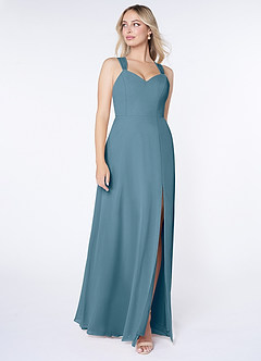 Azazie Jane Final Sale Bermuda A-Line V-Neck Pleated Chiffon Dress image3