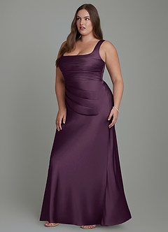 Azazie Agustina Rochii de domnișoară de onoare Sirenă Corset Satin elastic Lungime până la podea Rochie image11