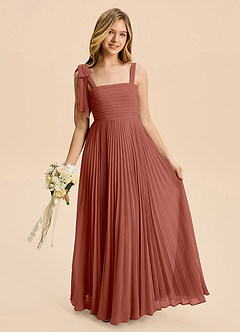 Azazie Rudy Junior A-Linie Plissee Chiffon Kleid Rotbraun image4