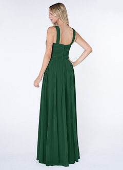 Azazie Kaleigh Bridesmaid Dresses Dark Green A-Line Pleated Chiffon Dress image4
