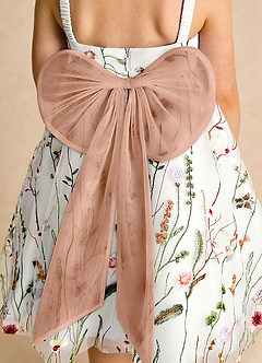 Azazie Peppa vestidos de niña de las flores Vestido de Marfil Rosa Champaña de Tul de Corte En A con Escote de Corazón image6