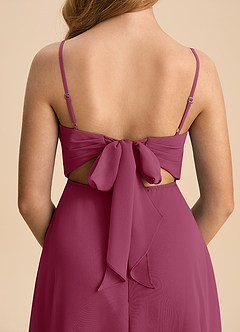 Azazie Shale Junior Mulberry A-Line Bow Chiffon Dress image7