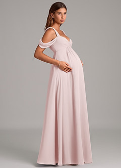 Azazie Rhea Zwangerschaps Bruidsmeisjekleding A-Lijn Geplooid Chiffon Vloerlengte Jurk image6
