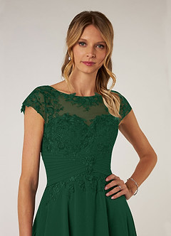Azazie Shonda vestidos de madre de la novia Vestido de Verde Oscuro de Gasa con Encaje image6