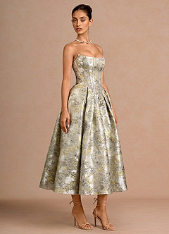 Mavis 금박 은 미디 드레스 image4