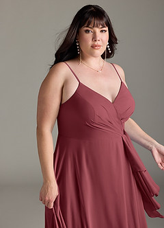 Azazie Akita Bridesmaid Dresses Merlot A-Line Chiffon Dress image10