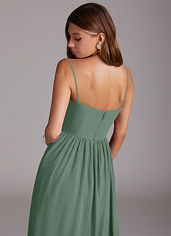 Azazie Calianna Bridesmaid Dresses Eucalyptus A-Line Off the Shoulder Chiffon Convertible Dress image8