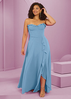 Barbie ♥ Azazie Bridesmaid Dresses Steel Blue A-Line Sweetheart Neckline Chiffon Dress image8