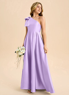 Azazie Penguin Junior Abito A-Line in Raso Elasticizzato Fiocco Lilla image6