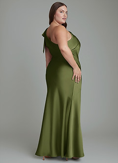 Azazie Yuanna Bridesmaid Dresses Olive Mermaid One Shoulder Stretch Satin Dress image9