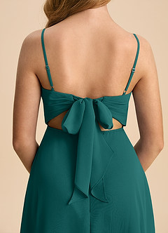 Azazie Shale Junior Peacock A-Line Bow Chiffon Dress image7