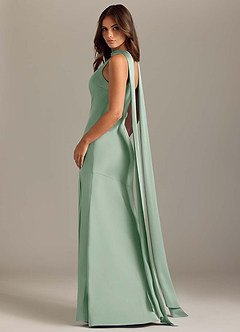 Azazie Kinsley Robes de demoiselle d'honneur Robe Sirène en Satin extensible Fente Latérale Agave image6