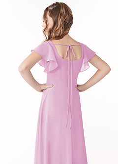 Azazie Bondi Junior Abito A-Line in Chiffon Fiocco Rosa Confetto image3